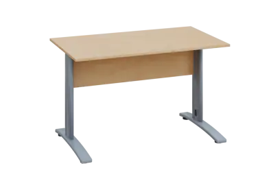 EPK 27 - 12 stůl kancelářský, kovová podnož stříbrná, deska 25 mm, široký 1200 mm, bříza irská